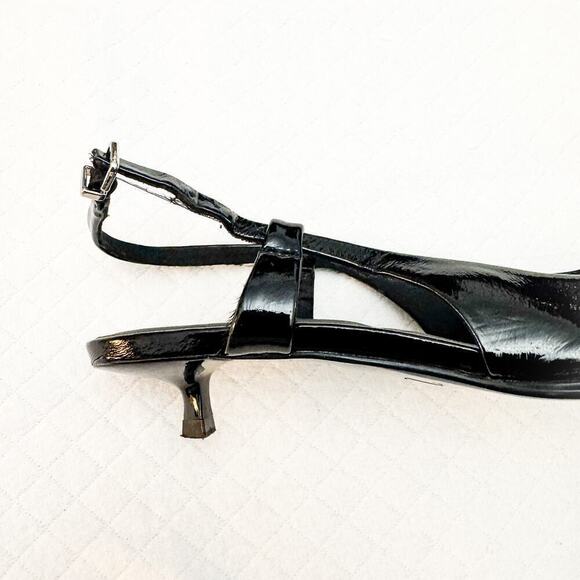 Zara Black Patent Leather Pointy Toe Kitten Heel Size 37 MINT - Picture 5 of 5